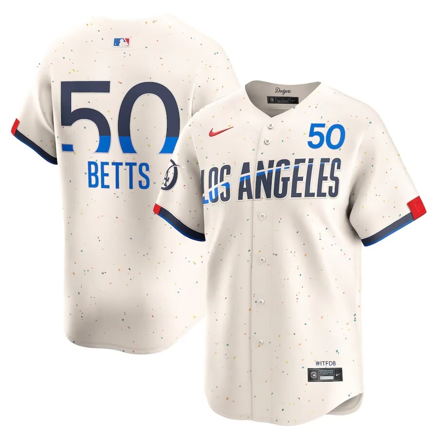 Men Los Angeles Dodgers 50 Betts white Nike Game MLB 2024 Jersey new style